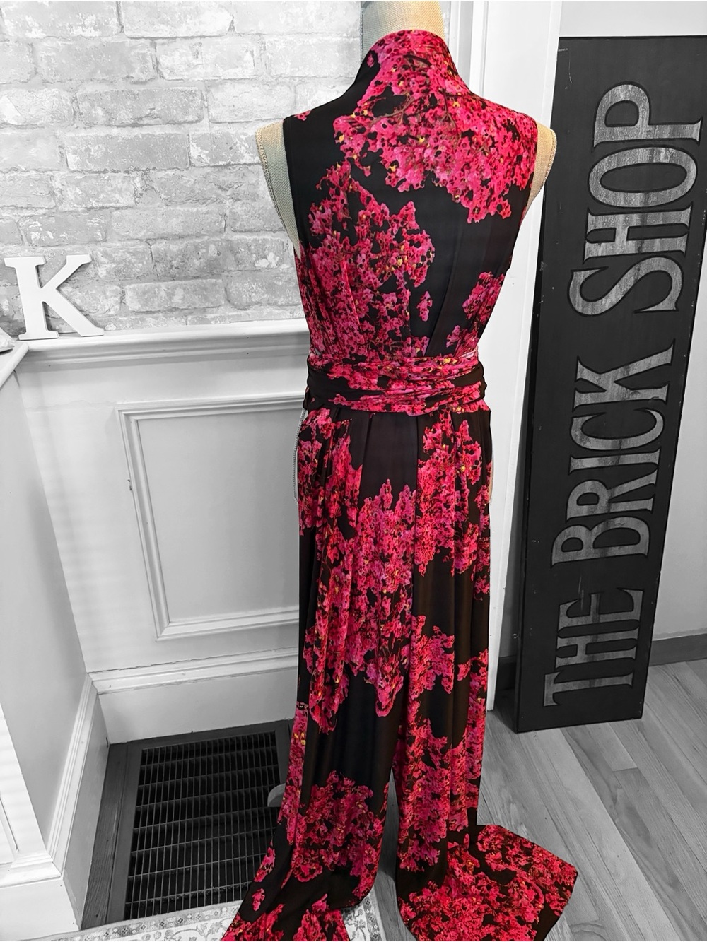 Ducci Black Wrap Jumpsuit with Pink Floral Print